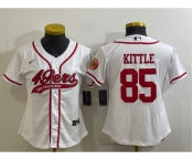 Women's San Francisco 49ers #85 George Kittle White With Patch Cool Base Stitched Baseball Jersey