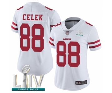 Women's San Francisco 49ers #88 Garrett Celek White Vapor Untouchable Limited Player Super Bowl LIV Bound Football Jersey