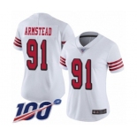 Women's San Francisco 49ers #91 Arik Armstead Limited White Rush Vapor Untouchable 100th Season Football Jersey