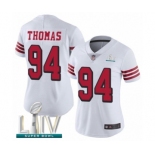 Women's San Francisco 49ers #94 Solomon Thomas Limited White Rush Vapor Untouchable Super Bowl LIV Bound Football Jersey