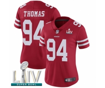 Women's San Francisco 49ers #94 Solomon Thomas Red Team Color Vapor Untouchable Limited Player Super Bowl LIV Bound Football Jersey