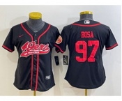 Women's San Francisco 49ers #97 Nick Bosa Black With Patch Cool Base Stitched Baseball Jersey