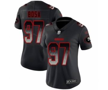 Women's San Francisco 49ers #97 Nick Bosa Limited Black Smoke Fashion Football Jersey