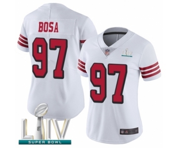 Women's San Francisco 49ers #97 Nick Bosa Limited White Rush Vapor Untouchable Super Bowl LIV Bound Football Jersey