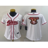 Women's San Francisco 49ers White Team Big Logo With Patch Cool Base Stitched Baseball Jersey