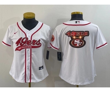 Women's San Francisco 49ers White Team Big Logo With Patch Cool Base Stitched Baseball Jersey