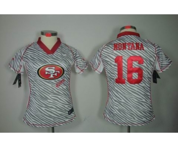 nike women nfl jerseys san francisco 49ers #16 joe [fem fan zebra]