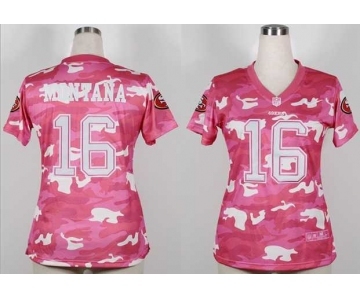 nike women nfl jerseys san francisco 49ers #16 joe montana pink[fashion camo]