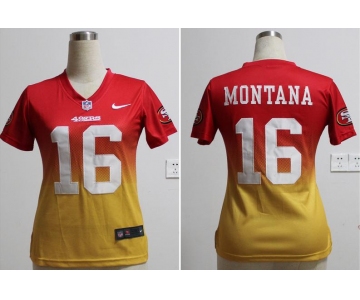 nike women nfl jerseys san francisco 49ers #16 joe montana red-yellow[nike drift fashion][second version]