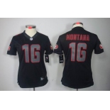 nike women nfl jerseys san francisco 49ers #16 montana black[nike impact limited]