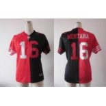 nike women nfl jerseys san francisco 49ers #16 montana red-black[Elite split]