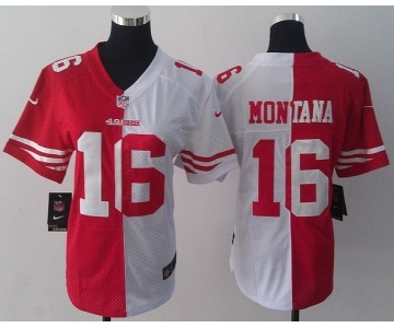 nike women nfl jerseys san francisco 49ers #16 montana white-red[nike split]