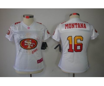 nike women nfl jerseys san francisco 49ers #16 montana white[2012 fem fan]