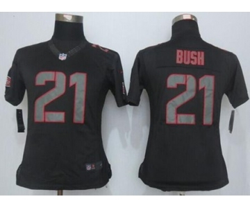 nike women nfl jerseys san francisco 49ers #21 bush black[nike impact limited][bush]