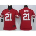 nike women nfl jerseys san francisco 49ers #21 bush red[nike][bush]