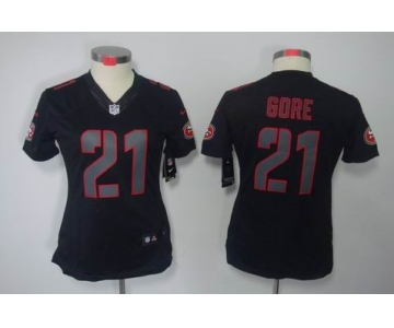 nike women nfl jerseys san francisco 49ers #21 gore black[nike impact limited]