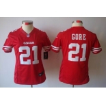 nike women nfl jerseys san francisco 49ers #21 gore red[nike limited]