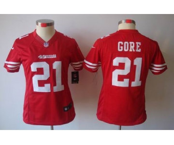 nike women nfl jerseys san francisco 49ers #21 gore red[nike limited]