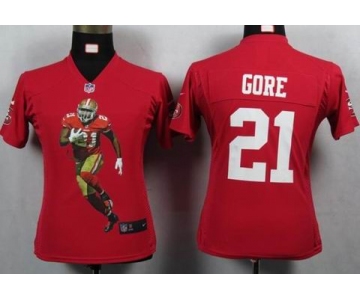 nike women nfl jerseys san francisco 49ers #21 gore red[portrait fashion]