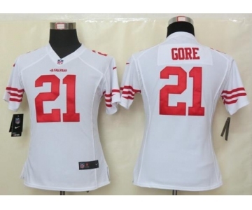 nike women nfl jerseys san francisco 49ers #21 gore white[nike]