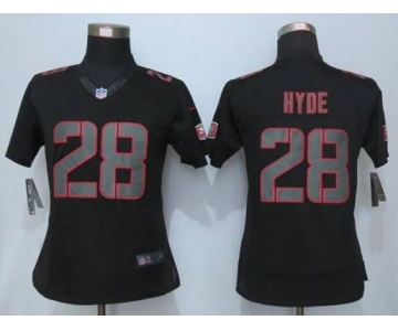 nike women nfl jerseys san francisco 49ers #28 hyde black[nike impact limited]