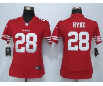 nike women nfl jerseys san francisco 49ers #28 hyde red[nike]