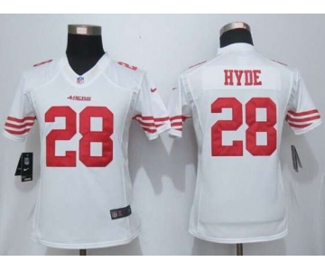 nike women nfl jerseys san francisco 49ers #28 hyde white[nike]