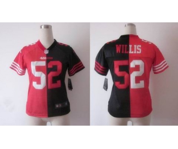 nike women nfl jerseys san francisco 49ers #52 willis black-red[Elite split]