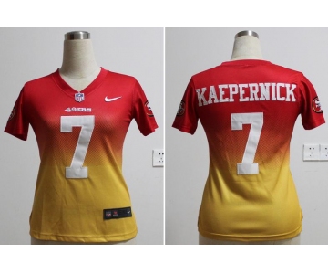 nike women nfl jerseys san francisco 49ers #7 colin kaepernick red-yellow[nike drift fashion][second version]