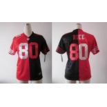 nike women nfl jerseys san francisco 49ers #80 jerry rice red-black[Elite split]