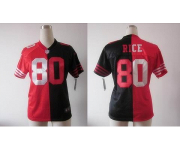 nike women nfl jerseys san francisco 49ers #80 jerry rice red-black[Elite split]