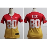 nike women nfl jerseys san francisco 49ers #80 jerry rice red-yellow[nike drift fashion][second version]