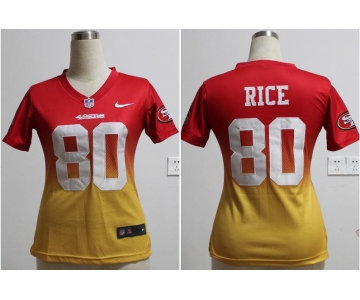 nike women nfl jerseys san francisco 49ers #80 jerry rice red-yellow[nike drift fashion][second version]