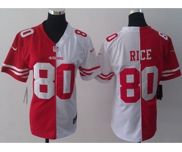 nike women nfl jerseys san francisco 49ers #80 jerry rice white-red[nike split]