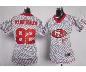 nike women nfl jerseys san francisco 49ers #82 mario manningham [fem fan zebra]