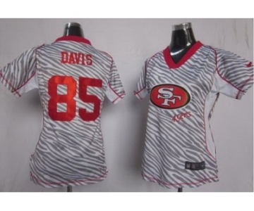 nike women nfl jerseys san francisco 49ers #85 davis [fem fan zebra]