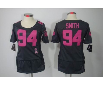 nike women nfl jerseys san francisco 49ers #94 smith dk.grey[breast cancer awareness]