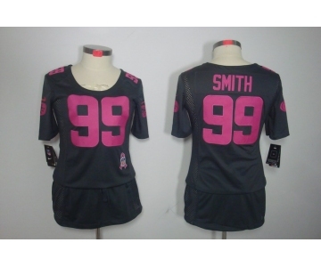 nike women nfl jerseys san francisco 49ers #99 smith dk.grey[breast cancer awareness]