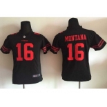 Nike Youth New 49ers #16 Joe Montana Black Alternate Stitched jerseys