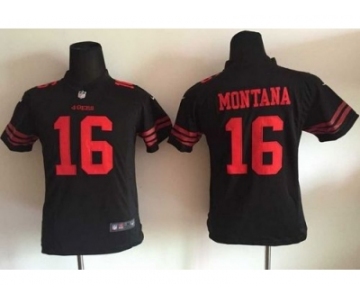 Nike Youth New 49ers #16 Joe Montana Black Alternate Stitched jerseys