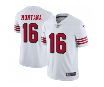 Youth Nike San Francisco 49ers #16 Joe Montana White Rush Stitched NFL Vapor Untouchable Limited Jersey