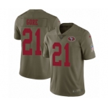 Youth Nike San Francisco 49ers #21 Frank Gore Limited Olive 2017 Salute to Service NFL Jersey