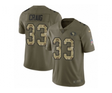 Youth Nike San Francisco 49ers #33 Roger Craig Limited Olive Camo 2017 Salute to Service NFL Jersey