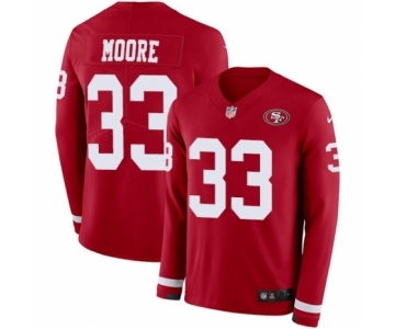 Youth Nike San Francisco 49ers #33 Tarvarius Moore Limited Red Therma Long Sleeve NFL Jersey