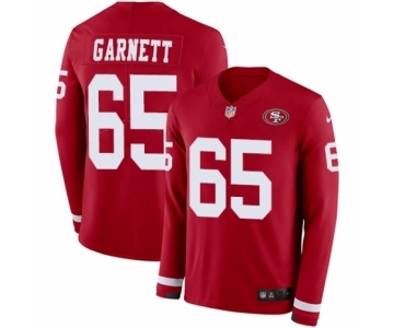 Youth Nike San Francisco 49ers #65 Joshua Garnett Limited Red Therma Long Sleeve NFL Jersey