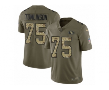 Youth Nike San Francisco 49ers #75 Laken Tomlinson Limited Olive Camo 2017 Salute to Service NFL Jersey