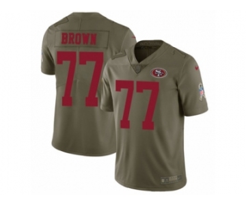 Youth Nike San Francisco 49ers #77 Trent Brown Limited Olive 2017 Salute to Service NFL Jersey