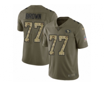 Youth Nike San Francisco 49ers #77 Trent Brown Limited Olive Camo 2017 Salute to Service NFL Jersey