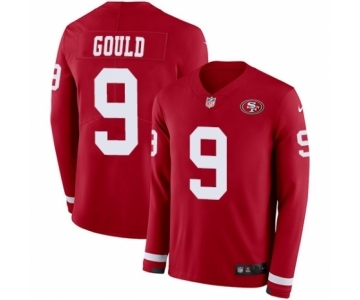 Youth Nike San Francisco 49ers #9 Robbie Gould Limited Red Therma Long Sleeve NFL Jersey