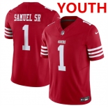 Youth San Francisco 49ers #1 Deebo Samuel Red 2024 F.U.S.E. Vapor Untouchable Limited Football Stitched Jersey